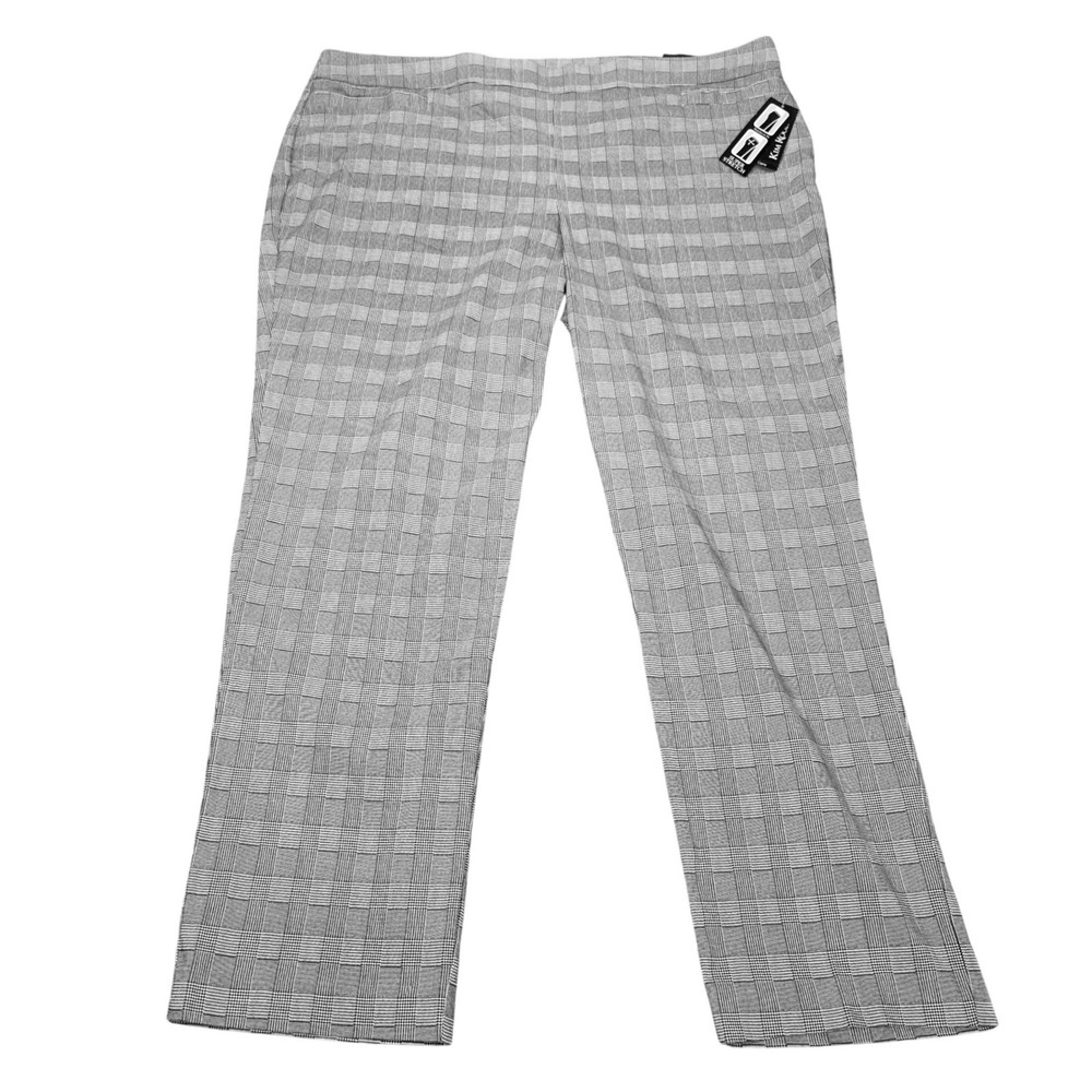 Kim Rogers Curvy Super Stretch Plaid Pants Women's Size 22W Black White NWT